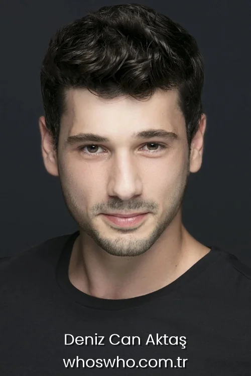 Turkish actor Deniz Can Aktas looking directly at the camera, wearing a black t-shirt