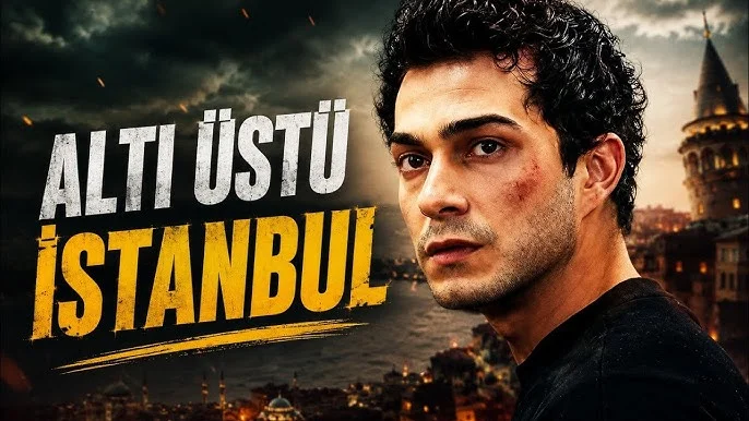 Feyyaz Duman as Tarık and Nehir Erdoğan as Zehra in Altı Üstü İstanbul atv series poster