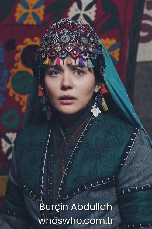 Burçin Abdullah portraying Hafsa Hatun in a historical Turkish television series.