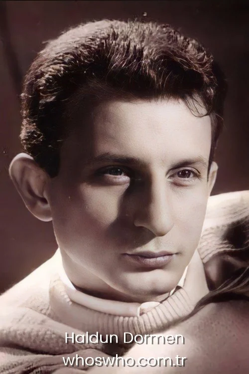 Vintage close-up portrait of legendary Turkish actor Haldun Dormen during his youth.
