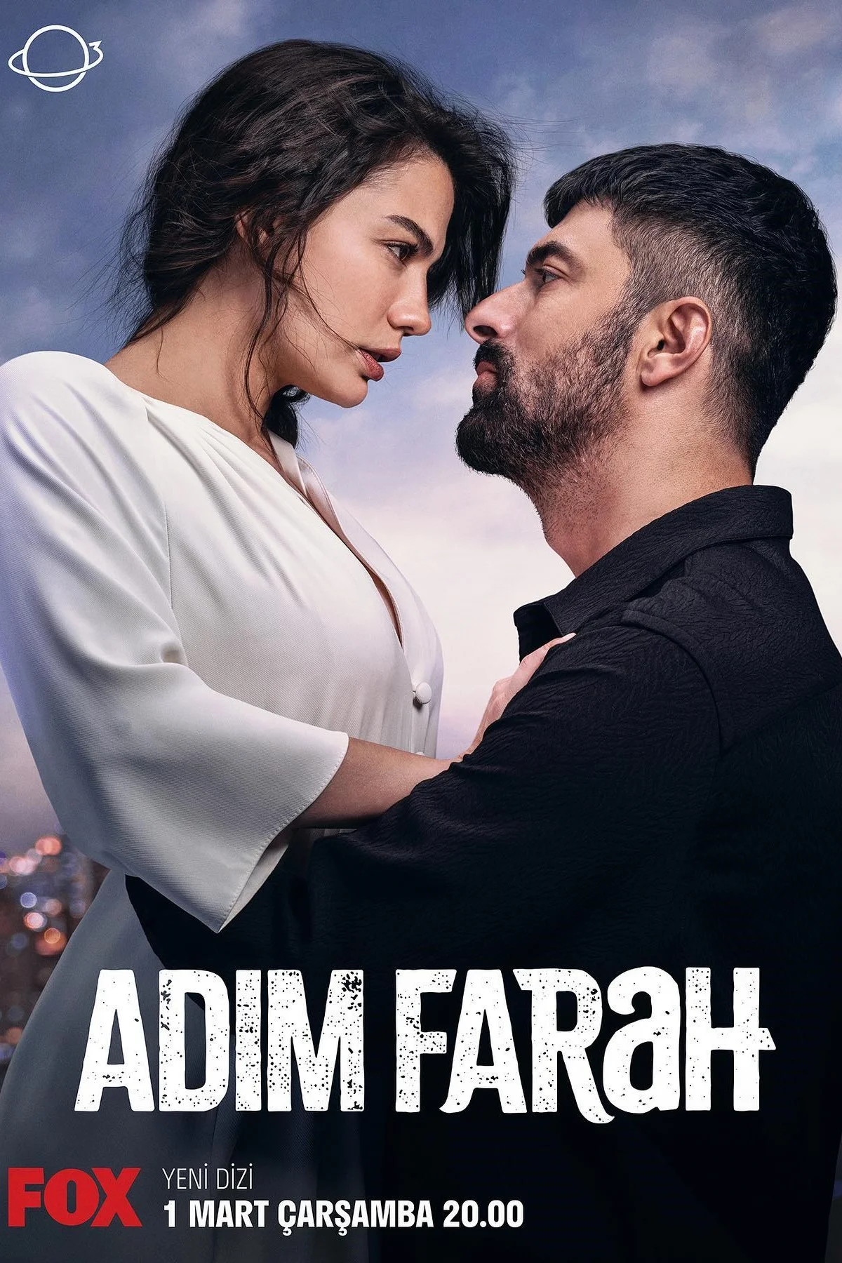 Demet Ozdemir and Engin Akyurek in the official poster of Adim Farah TV series for the biography profile cover.