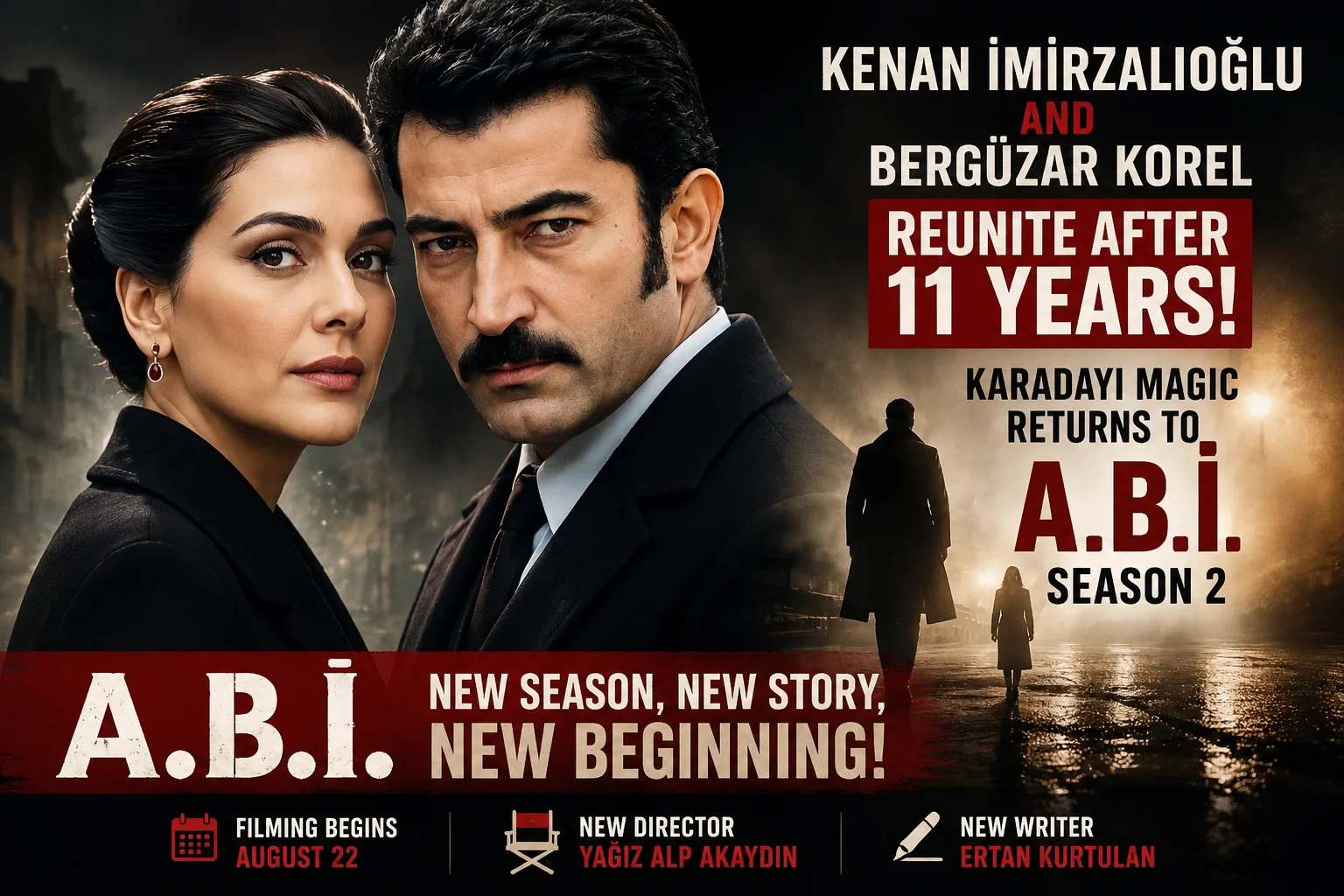 The Legendary Reunion: Kenan İmirzalıoğlu and Bergüzar Korel Team Up in A.B.İ. Season 2!